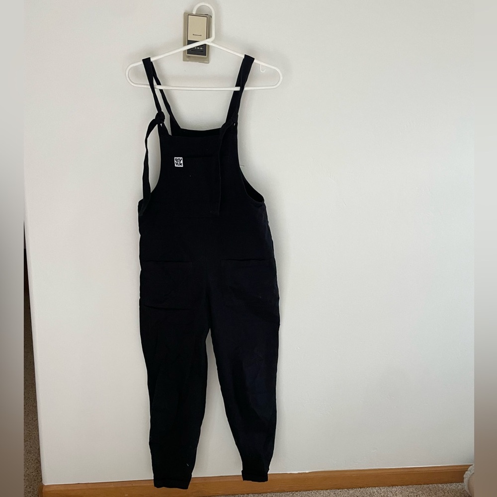 Lucy & Yak Classic Cotton Black Overalls With Log… - image 1